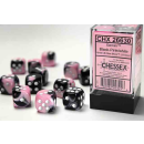Gemini 16mm d6 Black-Pink/white Dice Block (12 dice)