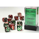 Gemini 16mm d6 Green-Red/white Dice Block (12 dice)