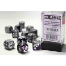 Gemini 16mm d6 Purple-Steel/white Dice Block (12 dice)