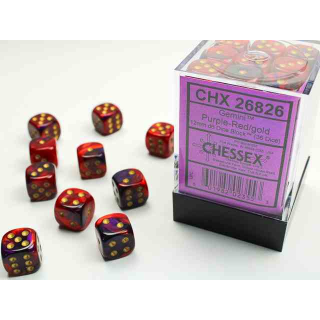 Gemini 12mm d6 Purple-Red/gold Dice Block (36 dice)