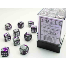 Gemini 12mm d6 Purple-Steel/white Dice Block (36 dice)