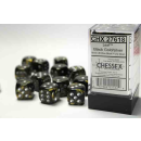 Leaf 16mm d6 Black Gold/silver Dice Block (12 dice)