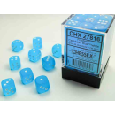 Frosted 12mm d6 Caribbean Blue/white Dice Block (36 dice)