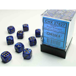 Scarab 12mm d6 Royal Blue/gold Dice Block (36 dice)
