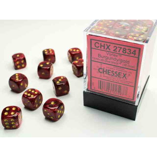 Vortex 12mm d6 Burgundy/gold Dice Block (36 dice)