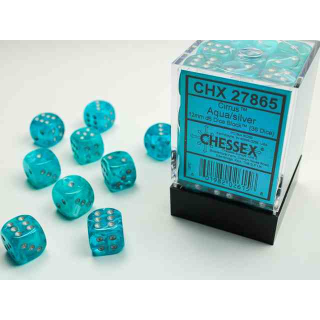 Cirrus 12mm d6 Aqua/silver Dice Block (36 dice)