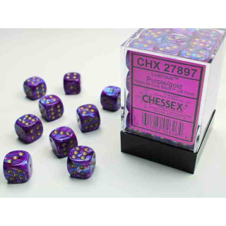 Lustrous 12mm d6 Purple/gold Dice Block (36 dice)