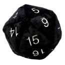 Jumbo D20 Dice Plush in Black with Silver Numbering