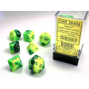 Gemini Polyhedral Green-Yellow/silver 7-Die Set