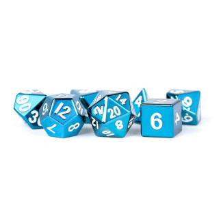 16mm Metal Polyhedral Dice Set: Blue