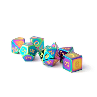 16mm Metal Polyhedral Dice Set: Torched Rainbow