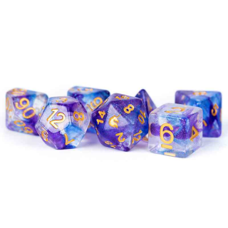 16mm Resin Polyhedral Dice Set: Unicorn Midnight Fantasy
