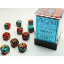 Gemini 12mm d6 Red-Teal/gold Dice Block (36 dice)