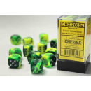 Gemini 16mm d6 Green-Yellow/silver Dice Block (12 dice)