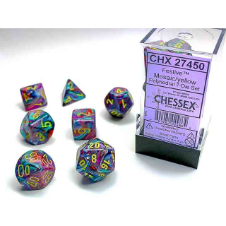 Festive Polyhedral Mosaic/yellow 7-Die Set