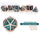Metal & Enamel Dice Set Teal & Copper (7)