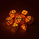 Metal & Enamel Dice Set Red Glow in the Dark (7)