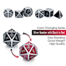 Metal & Enamel Dice Set Shift Red & Silver (7)