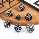 Metal & Enamel Dice Set Shift Red & Silver (7)