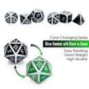 Metal & Enamel Dice Set Shift Green & Silver (7)