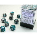 Gemini 12mm d6 Steel-Teal/white Dice Block (36 dice)