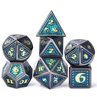 Metal & Enamel Dice Set Atlantis (7)