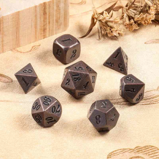 Metal & Enamel Dice Set Crude Copper (7)