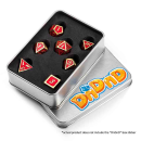 Metal & Enamel Dice Set Red & Gold (7)