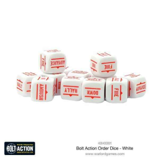 Bolt Action Order Dice - White (12)