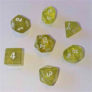 7er Würfelset Glitter Gold