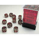 Translucent 12mm d6 Smoke/red Dice Block (36 dice)