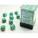 Marble 12mm d6 Oxi-Copper/white Dice Block (36 dice)