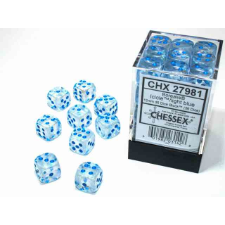 Borealis 12mm d6 Icicle/light blue Luminary Dice Block (36 dice)