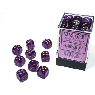 Borealis 12mm d6 Royal Purple/gold Luminary Dice Block (36 dice)