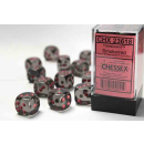 Translucent 16mm d6 Smoke/red Dice Block (12 dice)