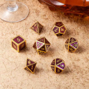 Metal & Enamel Dice Set Purple & Gold (7)