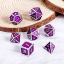 Metal & Enamel Dice Set Ultraviolet & Silver (7)