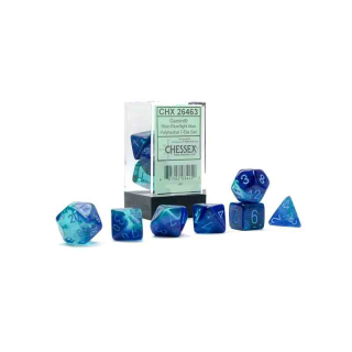 Gemini Blue-Blue/light blue Luminary Polyhedral 7-Die Set