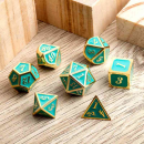 Metal & Enamel Dice Set Teal & Gold (7)