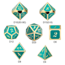 Metal & Enamel Dice Set Teal & Gold (7)