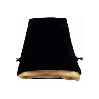 Small Velvet Dice Bag: Black w/ Gold Satin
