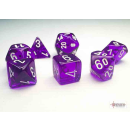 Translucent Mini-Polyhedral Purple/white 7-Die Set
