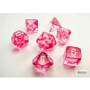 Translucent Mini-Polyhedral Pink/white 7-Die Set
