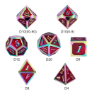 Metal & Enamel Dice Set Red Iridescence (7)