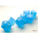 Frosted Mini-Polyhedral Caribbean Blue/white 7-Die Set
