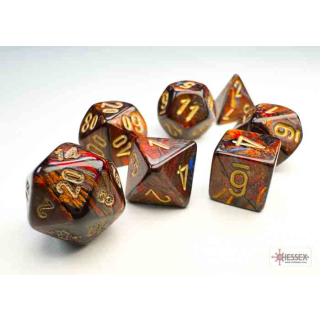 Scarab Mini-Polyhedral Blue Blood/gold 7-Die Set