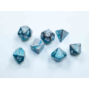 Gemini Mini-Polyhedral Steel-Teal/white 7-Die Set