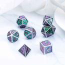 Metal & Enamel Dice Set Cathedral Glass (7)