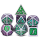 Metal & Enamel Dice Set Cathedral Glass (7)