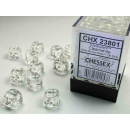 Translucent 12mm d6 Clear/white Dice Block (36 dice)